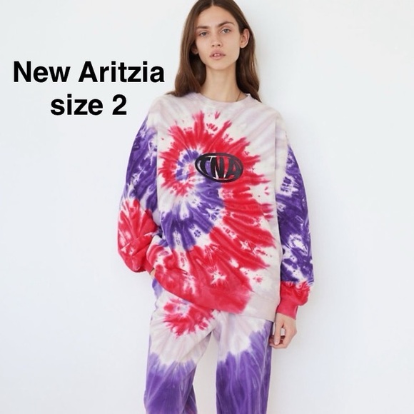 NEW TNA Cozy Fleece Mega tie-dye crew Sweater ⭐️⭐️⭐️⭐️ - Picture 1 of 13